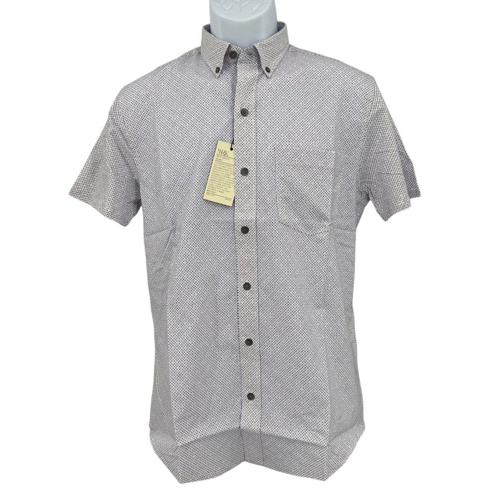 WRK Men's Med Slim Fit ReWorked Shirt NWT Short Sleeve Lilac Button Down Shirt - Picture 4 of 10